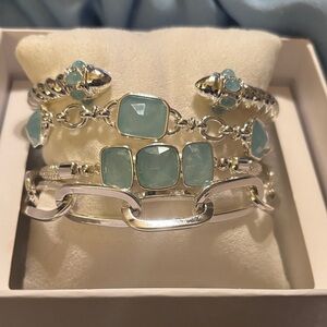 Spring Stack 2025 Silver and Blue Bracelet Set